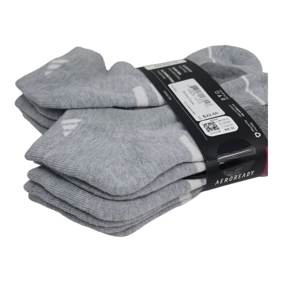 Adidas Womens Cushioned Low-Cut Socks 6-Pack Aeroready Technology Gray - Picture 6 of 9